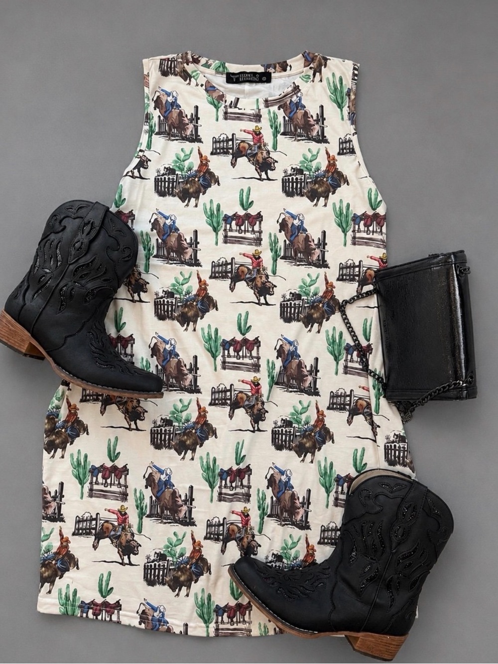 NWT Lucky & Blessed Printed Sleeveless Dress with Side Pockets